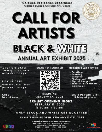 Black and white art exhibit