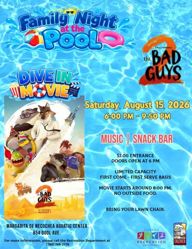 Family Night at the pool  Dive - In Movie Night