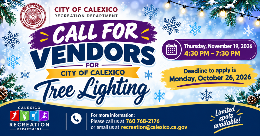 Call for vendors Tree Lighting