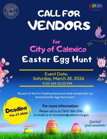 call for vendors Easter Egg Hunt 2026